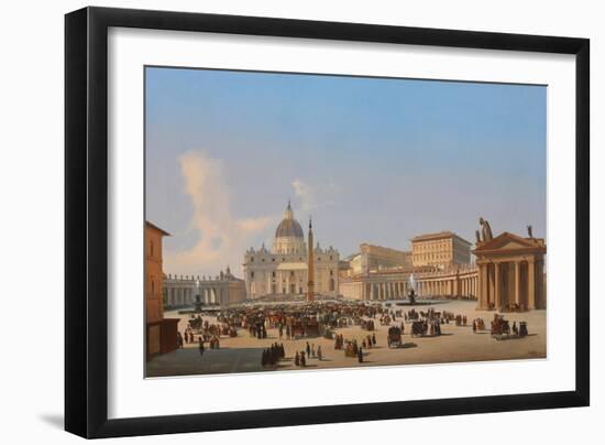 Piazza San Pietro, Roma (Oil on Canvas)-Ippolito Caffi-Framed Giclee Print