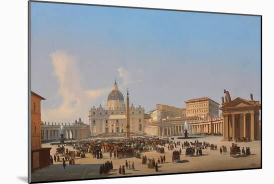 Piazza San Pietro, Roma (Oil on Canvas)-Ippolito Caffi-Mounted Giclee Print