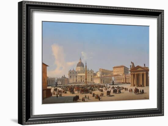 Piazza San Pietro, Roma (Oil on Canvas)-Ippolito Caffi-Framed Giclee Print