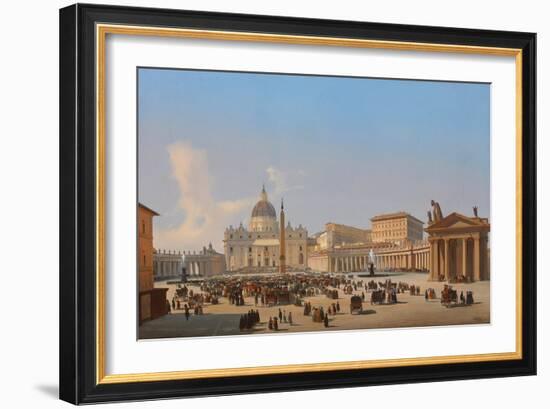 Piazza San Pietro, Roma (Oil on Canvas)-Ippolito Caffi-Framed Giclee Print