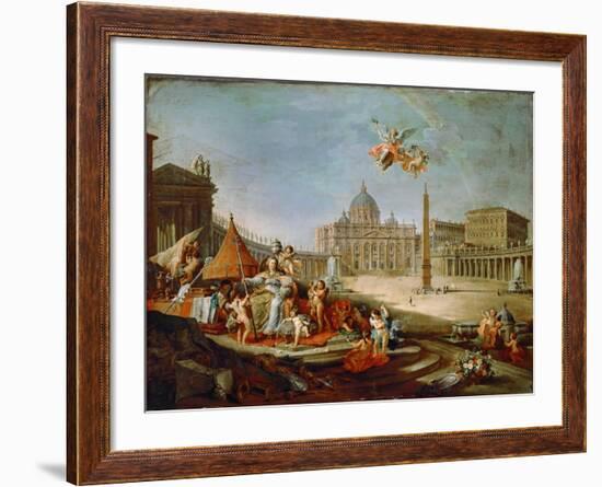 Piazza San Pietro, Rome with an Allegory of the Triumph of the Papacy-Giovanni Paolo Panini-Framed Giclee Print