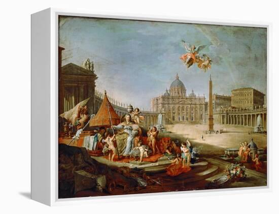Piazza San Pietro, Rome with an Allegory of the Triumph of the Papacy-Giovanni Paolo Panini-Framed Premier Image Canvas