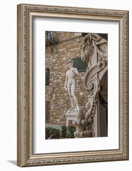 Piazza Signoria, Davide by Michelangelo-Guido Cozzi-Framed Photographic Print
