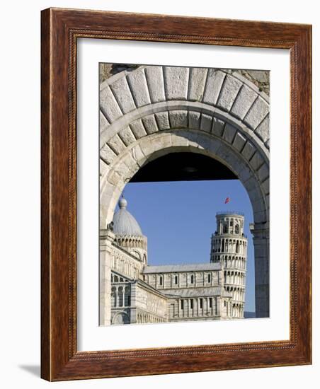 Piazzetta Dei Miracoli Including Duomo and Leaning Tower, Through Porta Nuova, Pisa, Tuscany, Italy-Marco Cristofori-Framed Photographic Print