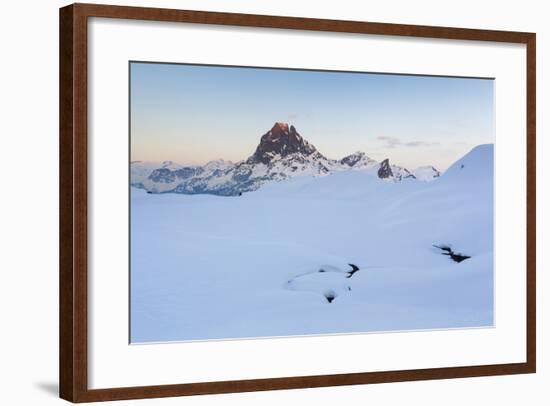 Pic Du Midi D'Ossau And Lac Gentau In Winter. Pyrenees National Park. Aquitaine. France-Oscar Dominguez-Framed Photographic Print