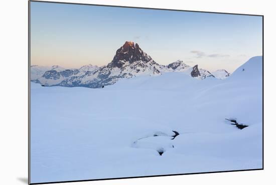 Pic Du Midi D'Ossau And Lac Gentau In Winter. Pyrenees National Park. Aquitaine. France-Oscar Dominguez-Mounted Photographic Print