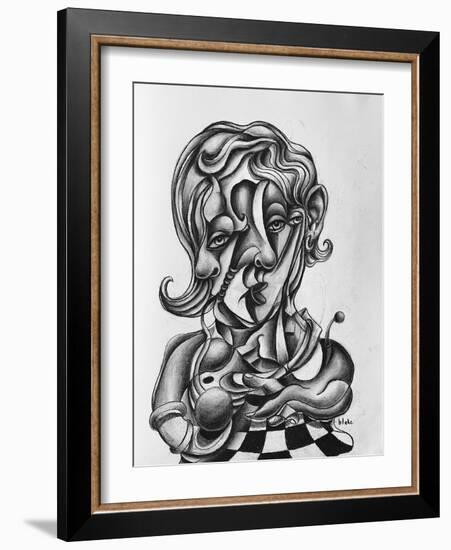 Picasso Reflecting, C.2021 (Charcoal on Paper)-Blake Munch-Framed Giclee Print