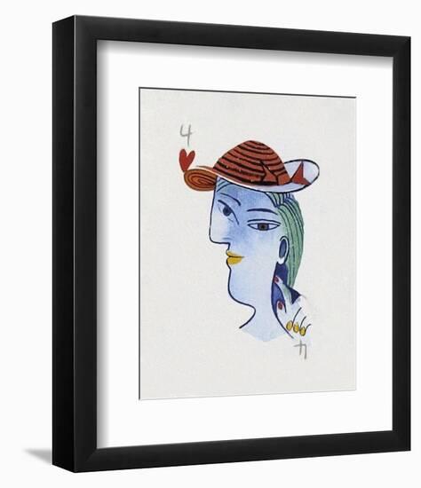 Picasso’s Women Playing Card - 4 of Hearts-Holly Frean-Framed Limited Edition