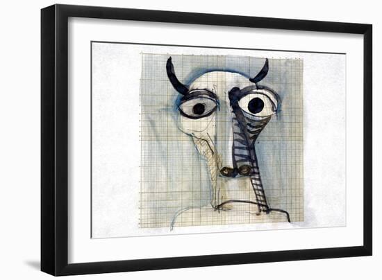 Picasso sketches 11, 1988 (drawing)-Ralph Steadman-Framed Giclee Print