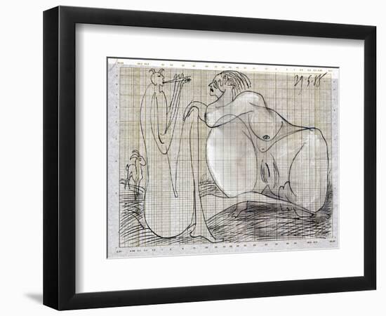 Picasso sketches 139, 1988 (drawing)-Ralph Steadman-Framed Giclee Print