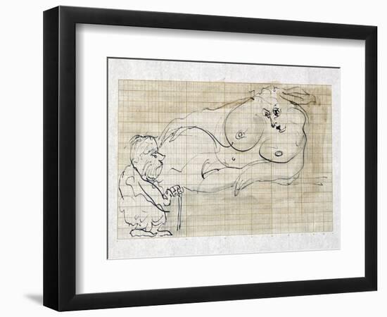 Picasso sketches 141, 1988 (drawing)-Ralph Steadman-Framed Giclee Print