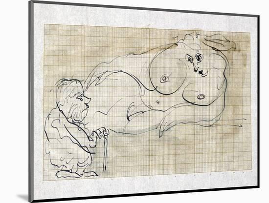 Picasso sketches 141, 1988 (drawing)-Ralph Steadman-Mounted Giclee Print