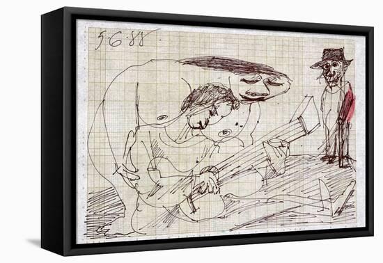 Picasso sketches 142, 1988 (drawing)-Ralph Steadman-Framed Premier Image Canvas