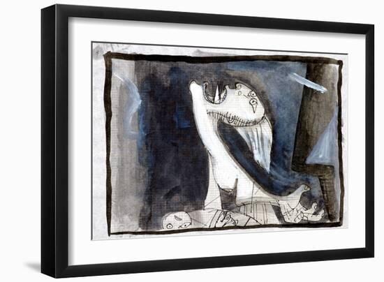 Picasso sketches 17, 1988 (drawing)-Ralph Steadman-Framed Giclee Print