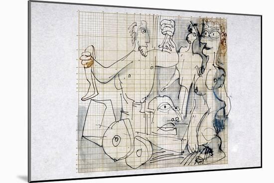 Picasso sketches 41, 1988 (drawing)-Ralph Steadman-Mounted Giclee Print