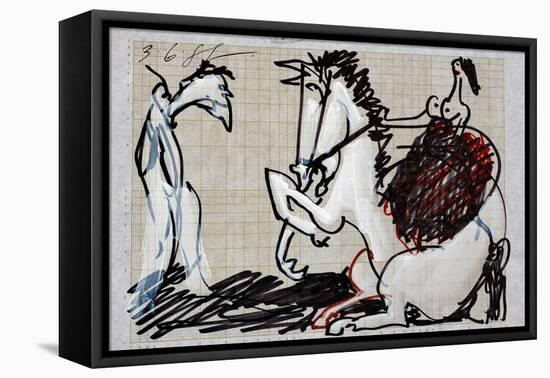 Picasso sketches 98, 1988 (drawing)-Ralph Steadman-Framed Premier Image Canvas
