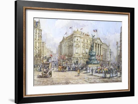 Piccadilly Circus and Shaftesbury Avenue-John Sutton-Framed Giclee Print