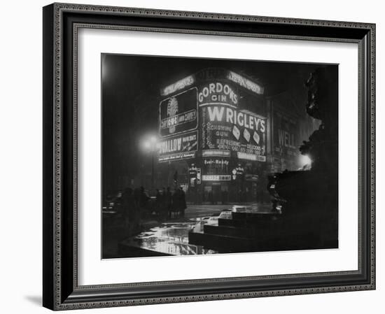 Piccadilly Circus London at Night, 1952-Associated Newspapers-Framed Photo