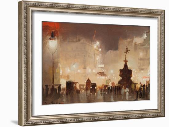 Piccadilly Circus (Oil on Board)-George Hyde Pownall-Framed Giclee Print