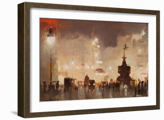 Piccadilly Circus (Oil on Board)-George Hyde Pownall-Framed Giclee Print