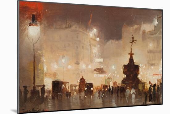 Piccadilly Circus (Oil on Board)-George Hyde Pownall-Mounted Giclee Print