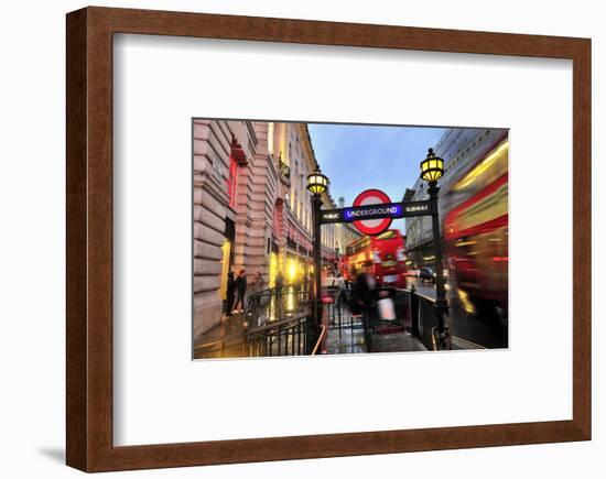 Piccadilly Circus Underground Station in Regent Street, London, South of England-null-Framed Art Print