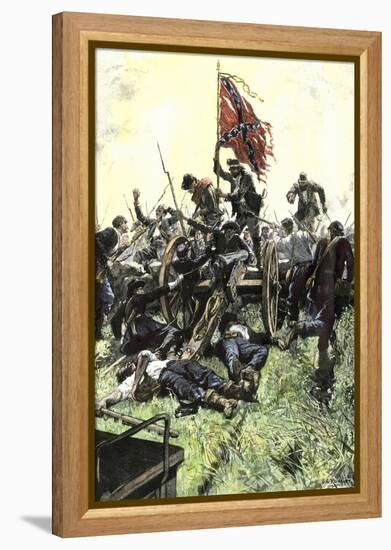 Pickett's Charge Reaching the Union Center at the Battle of Gettysburg, American Civil War-null-Framed Premier Image Canvas