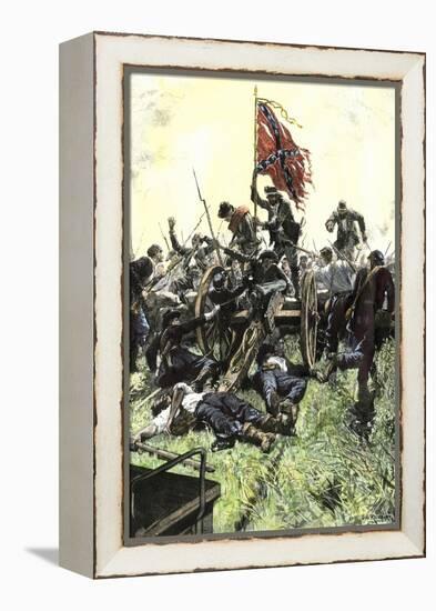 Pickett's Charge Reaching the Union Center at the Battle of Gettysburg, American Civil War-null-Framed Premier Image Canvas