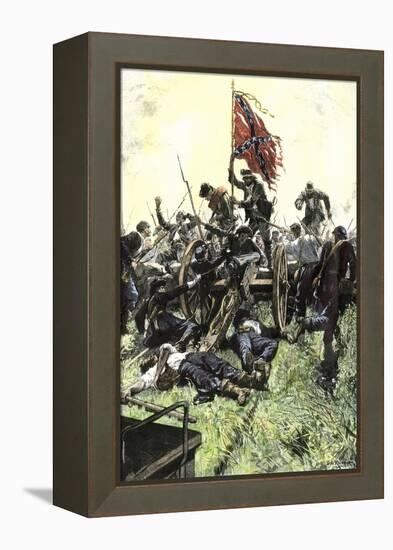 Pickett's Charge Reaching the Union Center at the Battle of Gettysburg, American Civil War-null-Framed Premier Image Canvas