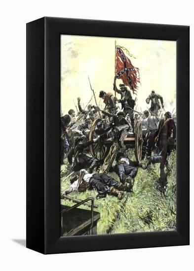 Pickett's Charge Reaching the Union Center at the Battle of Gettysburg, American Civil War-null-Framed Premier Image Canvas