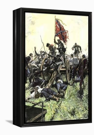 Pickett's Charge Reaching the Union Center at the Battle of Gettysburg, American Civil War-null-Framed Premier Image Canvas