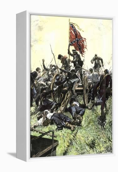 Pickett's Charge Reaching the Union Center at the Battle of Gettysburg, American Civil War-null-Framed Premier Image Canvas