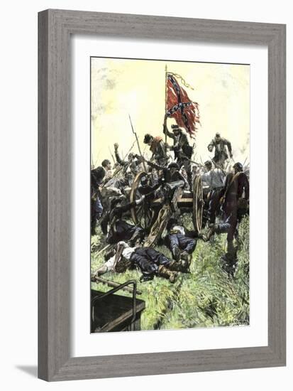 Pickett's Charge Reaching the Union Center at the Battle of Gettysburg, American Civil War-null-Framed Giclee Print