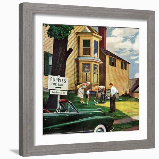 "Picking a Puppy", September 30, 1950-Stevan Dohanos-Framed Giclee Print