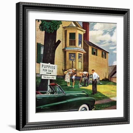 "Picking a Puppy", September 30, 1950-Stevan Dohanos-Framed Giclee Print