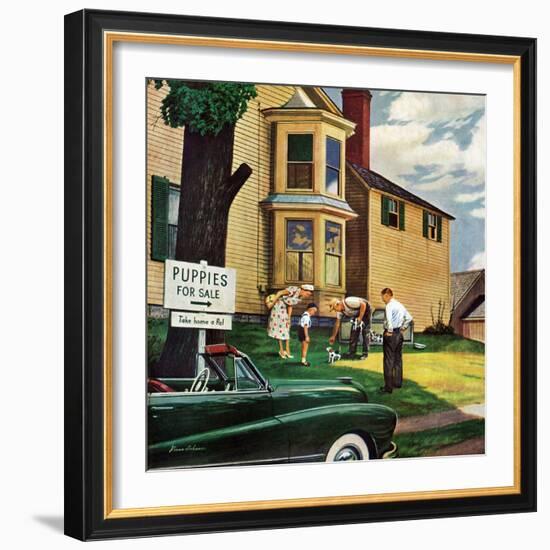 "Picking a Puppy", September 30, 1950-Stevan Dohanos-Framed Giclee Print