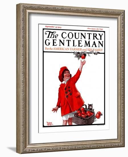 "Picking Apples," Country Gentleman Cover, September 29, 1923-WM. Hoople-Framed Giclee Print