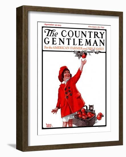 "Picking Apples," Country Gentleman Cover, September 29, 1923-WM. Hoople-Framed Giclee Print