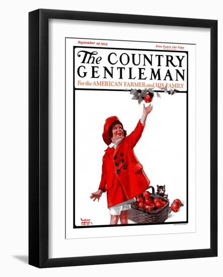 "Picking Apples," Country Gentleman Cover, September 29, 1923-WM. Hoople-Framed Giclee Print