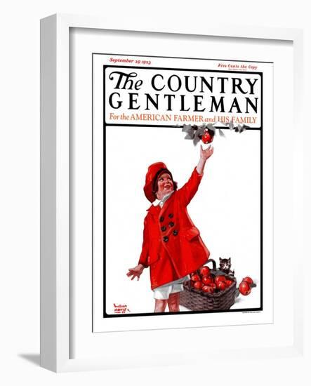 "Picking Apples," Country Gentleman Cover, September 29, 1923-WM. Hoople-Framed Giclee Print