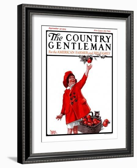 "Picking Apples," Country Gentleman Cover, September 29, 1923-WM. Hoople-Framed Giclee Print