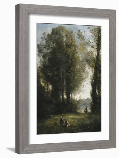 Picking Daisies-Jean-Baptiste-Camille Corot-Framed Giclee Print