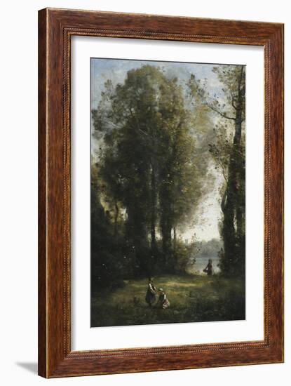 Picking Daisies-Jean-Baptiste-Camille Corot-Framed Giclee Print