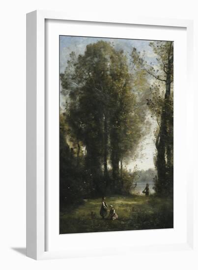 Picking Daisies-Jean-Baptiste-Camille Corot-Framed Giclee Print