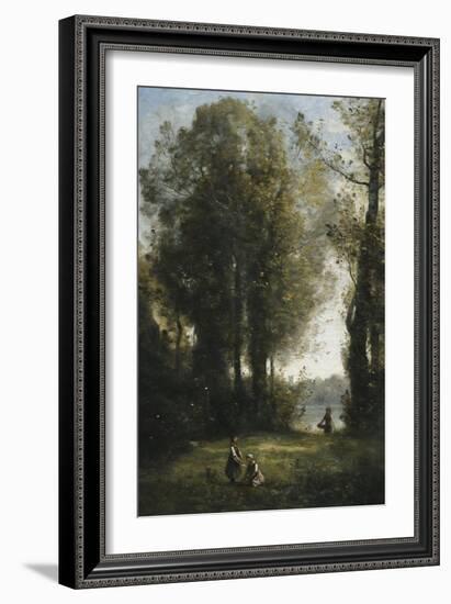 Picking Daisies-Jean-Baptiste-Camille Corot-Framed Giclee Print