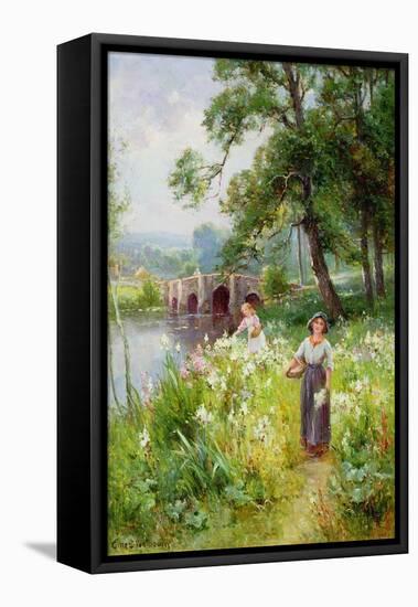 Picking Flowers by the River-Ernest Walbourn-Framed Premier Image Canvas