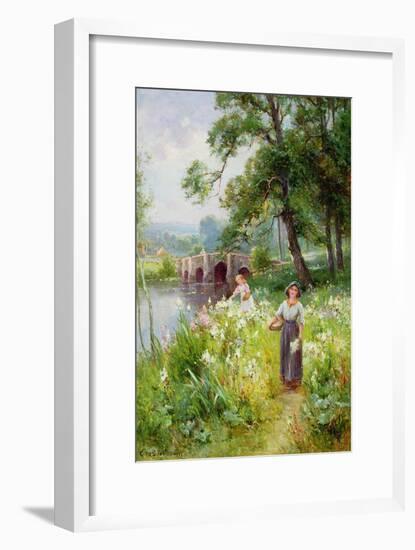 Picking Flowers by the River-Ernest Walbourn-Framed Giclee Print