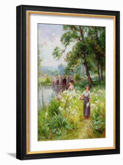 Picking Flowers by the River-Ernest Walbourn-Framed Giclee Print