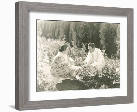 Picking Flowers in their Garden-null-Framed Photo