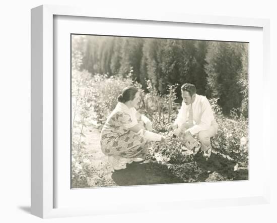 Picking Flowers in their Garden-null-Framed Photo